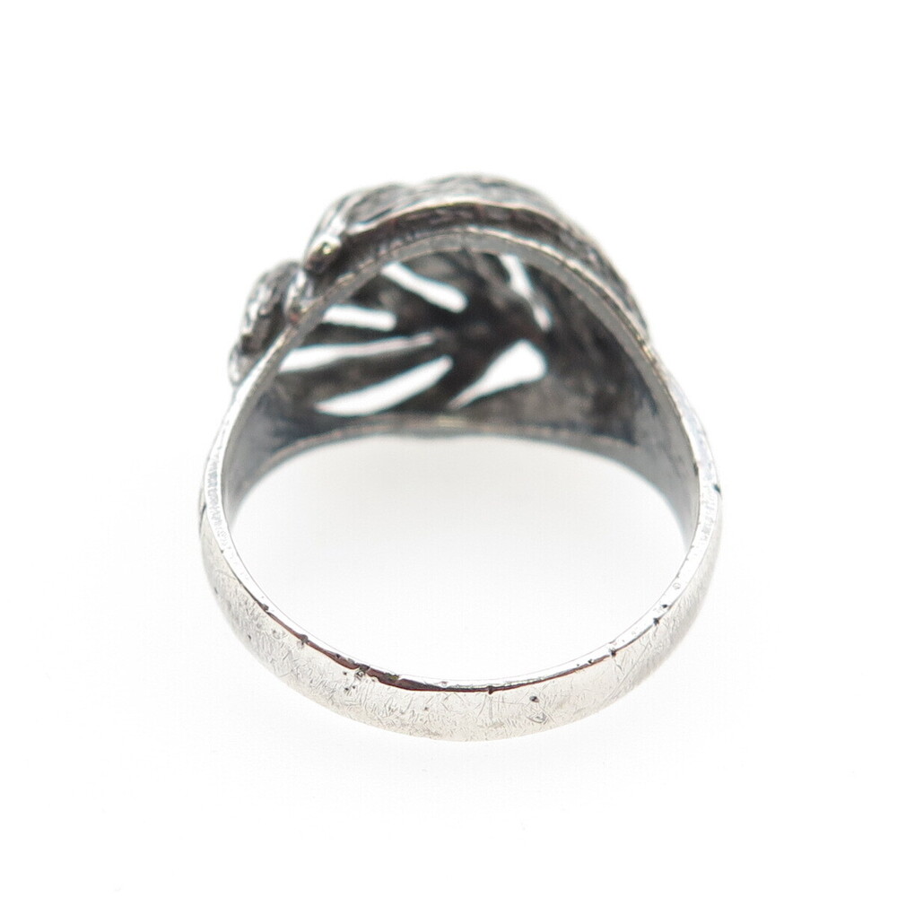 925 Sterling Silver Vintage Modernist Ribbed Dome Oxidized Ring Size 7.25 - Picture 5 of 9